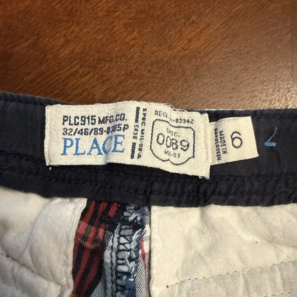 Children's Place‎ Boys 100% Cotton Cargo Shirt Blue Gray Red Plaid Size 6 EUC